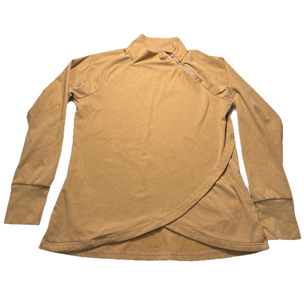Kyodan Pullover Womens Medium Brown Athleisure Mock Neck Thumbhole Sweatshirt